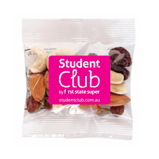 First State Super - Student Club - box of Healthy Nibble Mix Pink logo 