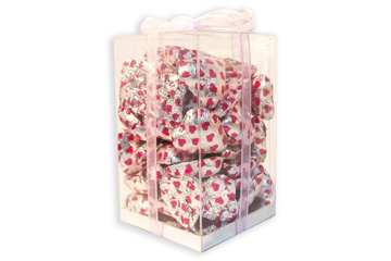 Mother's Day Silver Foil Hearts Large Cube Gift Box 500g
