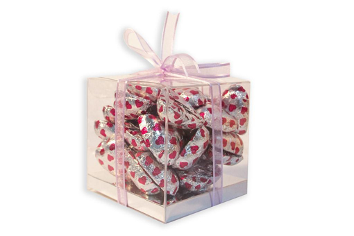 Mother's Day Silver Foil Hearts Medium Cube Gift Box 300g