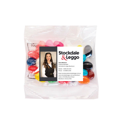 Stockdale & Leggo -30g bags of jellybeans with labels $0.69c per bag 